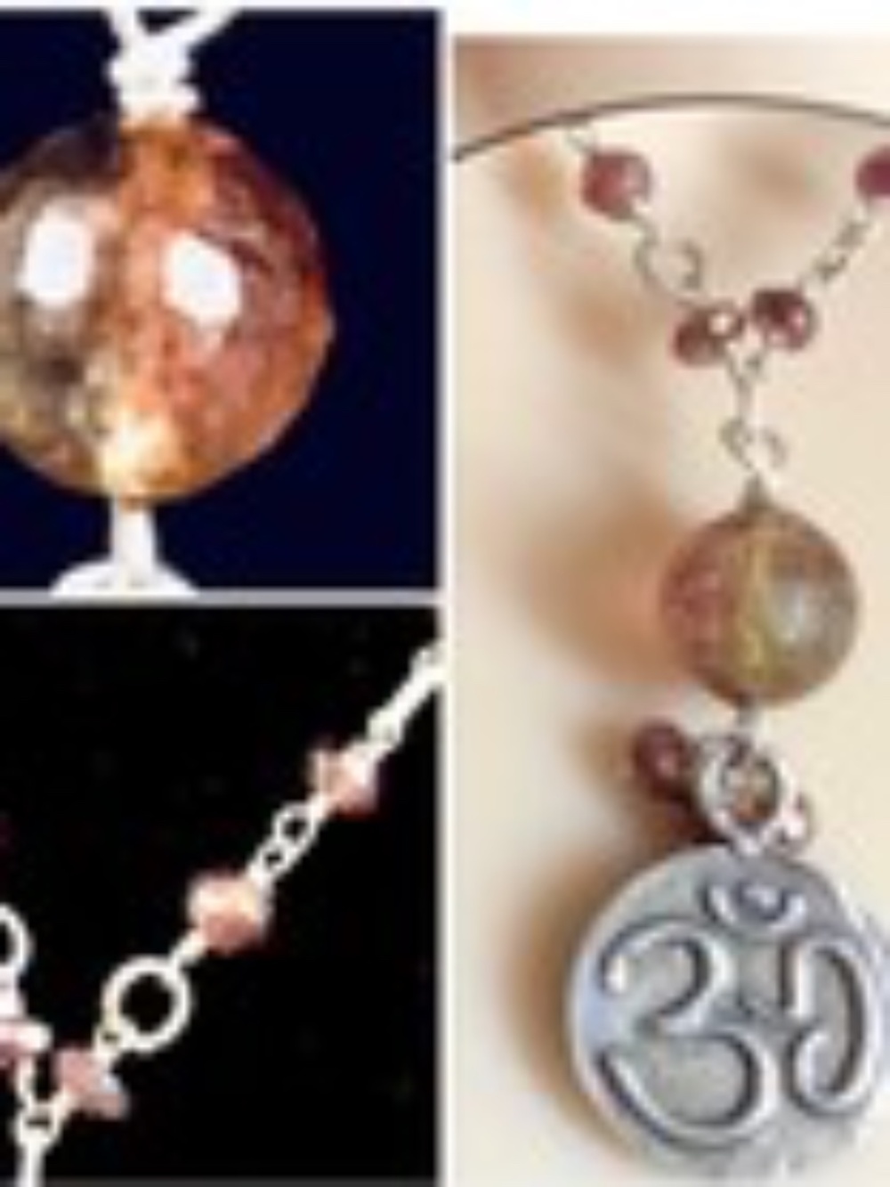 Two sided OM and  Lotus blossom watermelon tourmaline sterling silver necklace